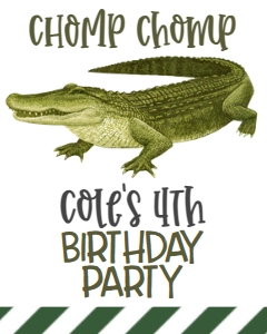 Birthday Alligator Welcome Sign 8x10: Birthday Alligator Invite