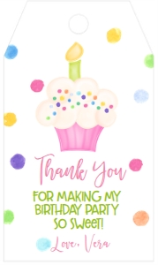Birthday Cupcake One is Sweet Pink Favor Tag: Birthday Cupcake One is Sweet Pink