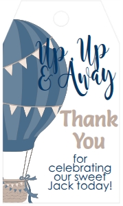 Birthday Hot Air Balloon Navy Favor Tag: Birthday Hot Air Balloon Navy