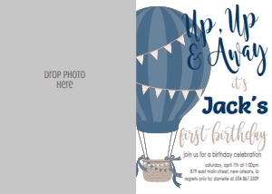 Birthday Hot Air Balloon Navy Photo Invite: Birthday Hot Air Balloon Navy