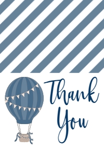Birthday Hot Air Balloon Navy Thank You: Birthday Hot Air Balloon Navy