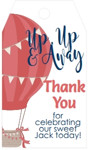 Birthday Hot Air Balloon Red Navy Favor Tag: Birthday Hot Air Balloon Red Navy