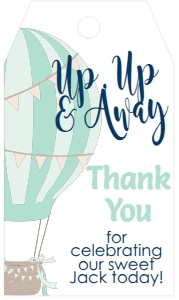 Birthday Hot Air Balloon Aqua Navy Favor Tag: Birthday Hot Air Balloon Aqua Navy