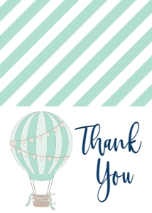 Birthday Hot Air Balloon Aqua Navy Thank You: Birthday Hot Air Balloon Aqua Navy