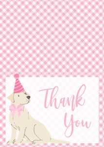 Birthday Dog Lab Pink Gingham Thank You: Birthday Dog Lab Pink Gingham