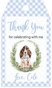 Birthday Dog Blue Springer Spaniel WC Favor Tag: Birthday Dog Blue Springer Spaniel WC