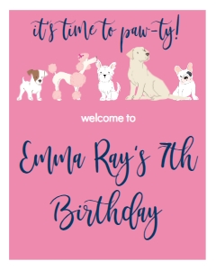 Birthday Multi Dog Pink Welcome Sign 8x10: Birthday Multi Dog Pink