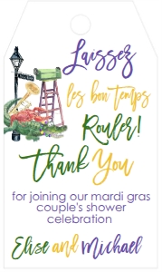 Mardi Gras Couples Shower Bourbon Gator Favor Tag: Mardi Gras Couples Shower Bourbon Gator