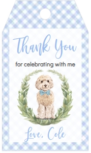 Birthday Dog Doodle Blue Favor Tag: Birthday Dog Doodle Blue