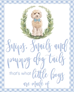 Birthday Dog Doodle Blue Snips and Snails Sign: Birthday Dog Doodle Blue