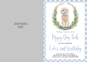 Birthday Dog Doodle Blue Photo Invite: Birthday Dog Doodle Blue