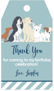 Birthday Dog Mix blue Favor Tag: Birthday Dog Mix blue