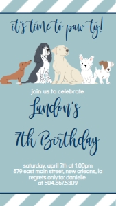 Birthday Dog Mix blue Text Invite: Birthday Dog Mix blue