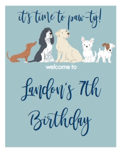 Birthday Dog Mix blue Welcome Sign: Birthday Dog Mix blue