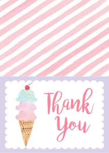 Birthday Ice Cream Cone Purple Scallop Thank You: Birthday Ice Cream Cone Purple Scallop