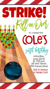 Christmas Birthday Bowling Text Invite: Christmas Birthday Bowling