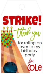 Christmas Birthday Bowling Favor Tag: Christmas Birthday Bowling