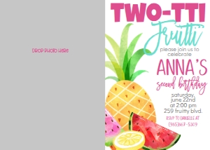 Birthday Pineapple Two-Tti Frutti Photo Invite: Birthday Pineapple Two-Tti Frutti