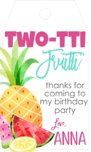Birthday Pineapple Two-Tti Frutti Favor Tag: Birthday Pineapple Two-Tti Frutti