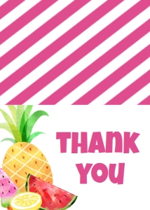 Birthday Pineapple Two-Tti Frutti Thank You Card: Birthday Pineapple Two-Tti Frutti