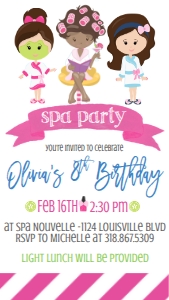 Birthday Spa Party BB Text Invite: Birthday Spa Party BB
