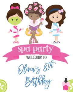 Birthday Spa Party BB Welcome Sign 8x10: Birthday Spa Party BB