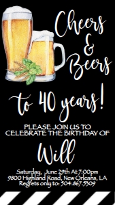 Birthday Cheers & Beers 40 Text Invite: Birthday Cheers & Beers 40