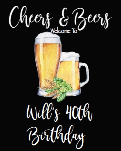 Birthday Cheers & Beers 40 Welcome Sign 8x10: Birthday Cheers & Beers 40