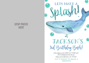 Birthday Whale Photo Invite 7x5: Birthday Whale