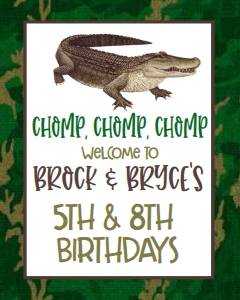 Birthday Gator Swamp Welcome Sign 8x10: Birthday Gator Swamp