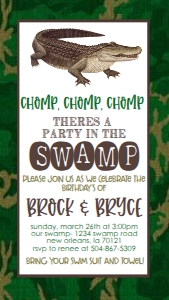 Birthday Gator Swamp Text Invite: Birthday Gator Swamp