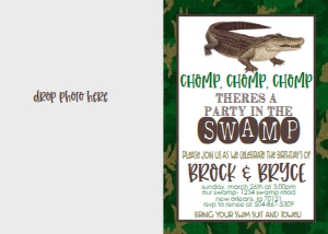 Birthday Gator Swamp Photo Invite 7x5: Birthday Gator Swamp