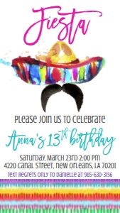 Birthday Fiesta Sombrero Text Invite: Birthday Fiesta Sombrero