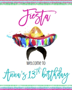 Birthday Fiesta Sombrero Welcome Sign: Birthday Fiesta Sombrero