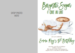 Birthday Beignet Green Photo Invite 7x5: Birthday Beignet Green