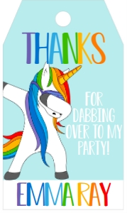 Birthday Unicorn Dabbing Favor Tag: Birthday Unicorn Dabbing
