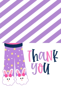 Birthday Slumber Party Purple Thank You Card: Birthday Slumber Party Purple