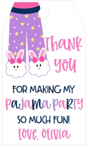 Birthday Slumber Party Purple Favor Tag: Birthday Slumber Party Purple