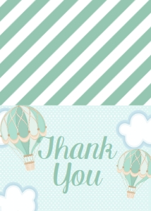 Birthday Hot Air Balloon Aqua Thank You: Birthday Hot Air Balloon Aqua