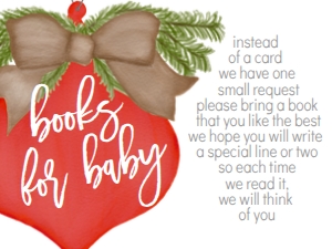 Baby Shower Christmas Burlap Red Ornament Book Card: Baby Shower Christmas Burlap Red Ornament Invitation