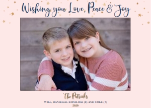 Christmas Card Peace Love Joy Pink Gold: Christmas Card Peace Love Joy Pink Gold