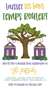 Mardi Gras Tree Laissez Party Text Invite: Mardi Gras Tree Laissez Party