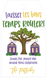 Mardi Gras Tree Laissez Party Favor Tag: Mardi Gras Tree Laissez Party