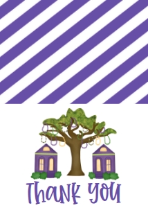 Mardi Gras Tree Laissez Party Thank You Card: Mardi Gras Tree Laissez Party