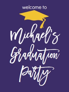 Graduation Cap Editable Background Welcome Sign 18x24: Graduation Cap Editable Background 592848442