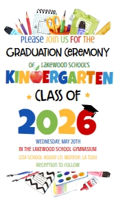 Graduation Kindergarten Supplies Text Invite 2026: Graduation Kindergarten Supplies