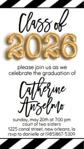 Graduation Party Foil Balloon Class of 2026 Text Invite: Graduation Party Foil Balloon Class of 2021