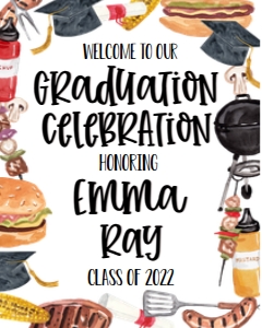 Graduation BBQ Welcome Sign 8x10: Graduation BBQ