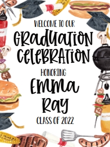 Graduation BBQ Welcome Sign 18x24: Graduation BBQ