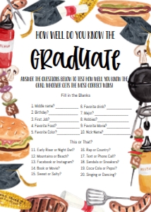 Graduation BBQ How Well Do You Know the Grad Game: Graduation BBQ
